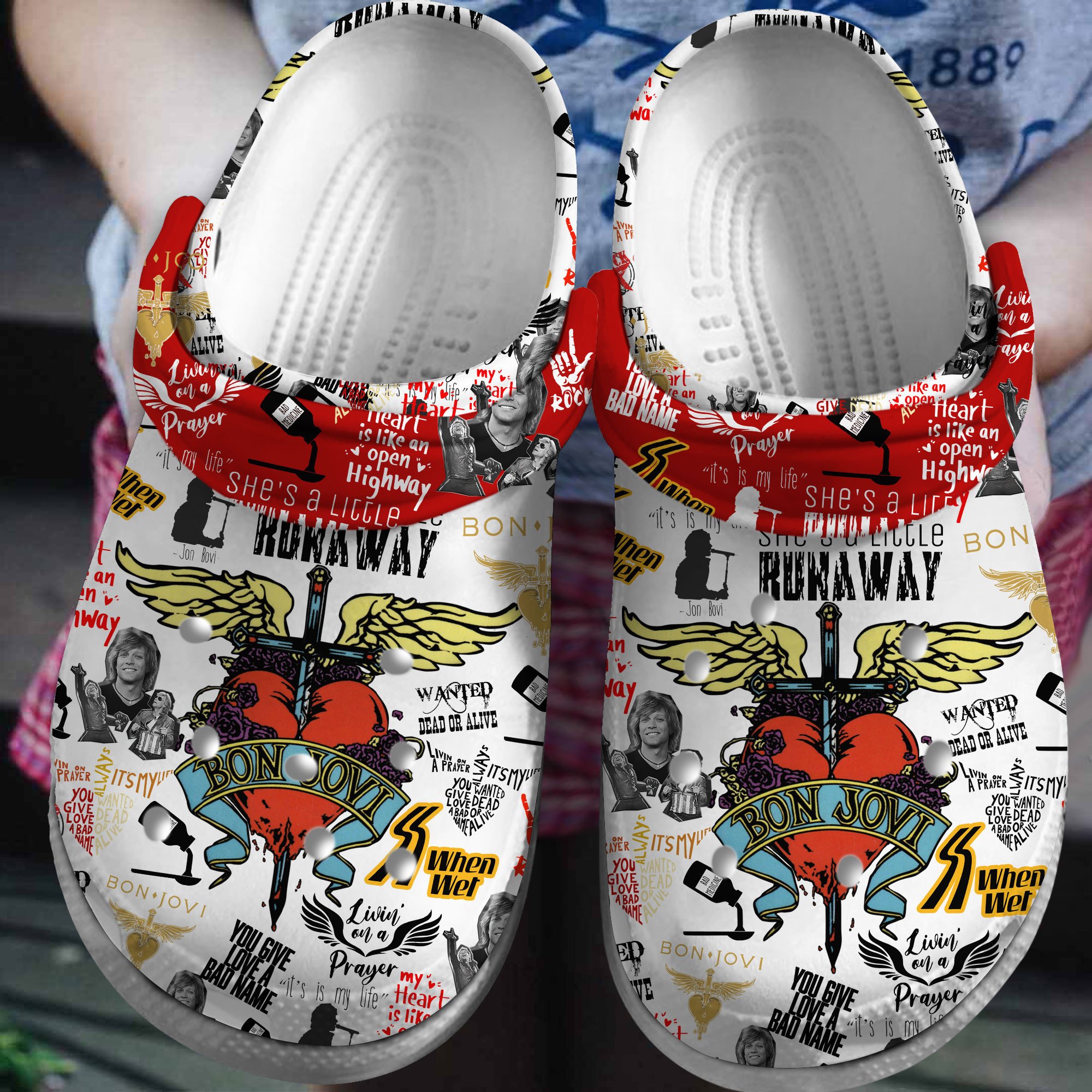 Bon Jovi Music Crocs Crocband Clogs Shoes Comfortable For Men Women and Kids
