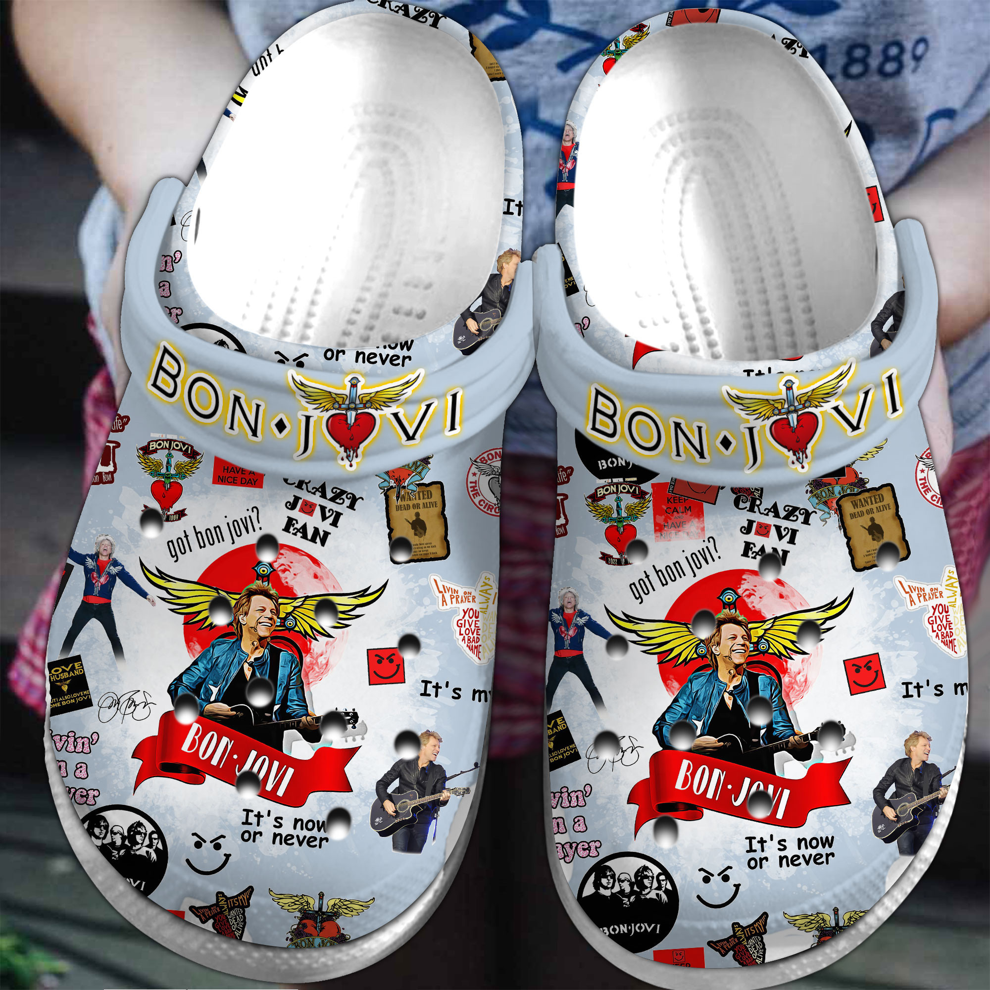 Bon Jovi Music Crocs Crocband Clogs Shoes Comfortable For Men Women and Kids