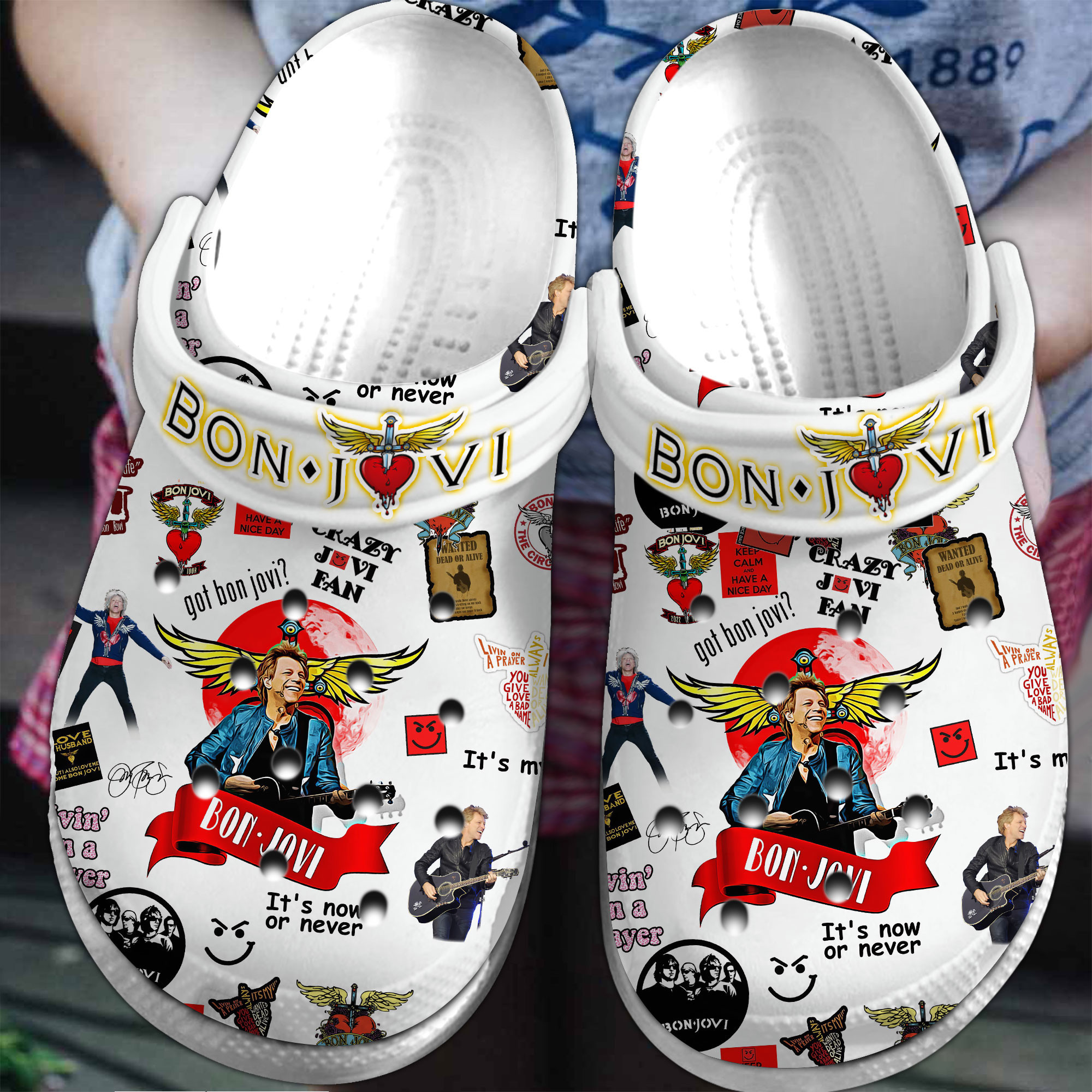 Bon Jovi Music Crocs Crocband Clogs Shoes Comfortable For Men Women and Kids