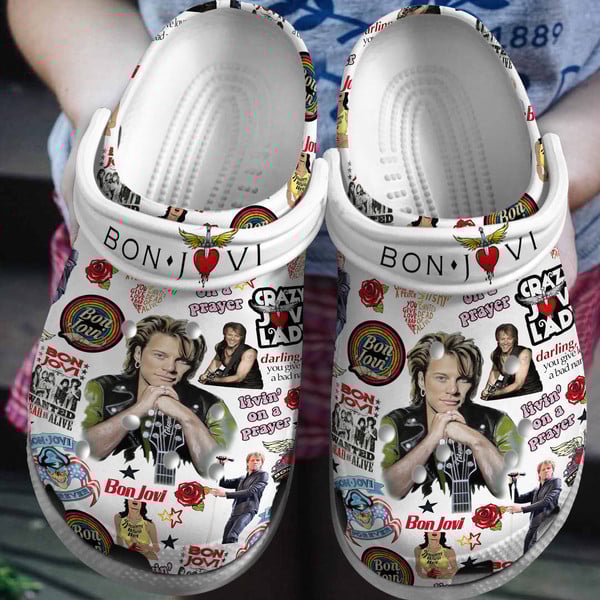Bon Jovi Music Crocs Crocband Clogs Shoes Comfortable For Men Women and Kids