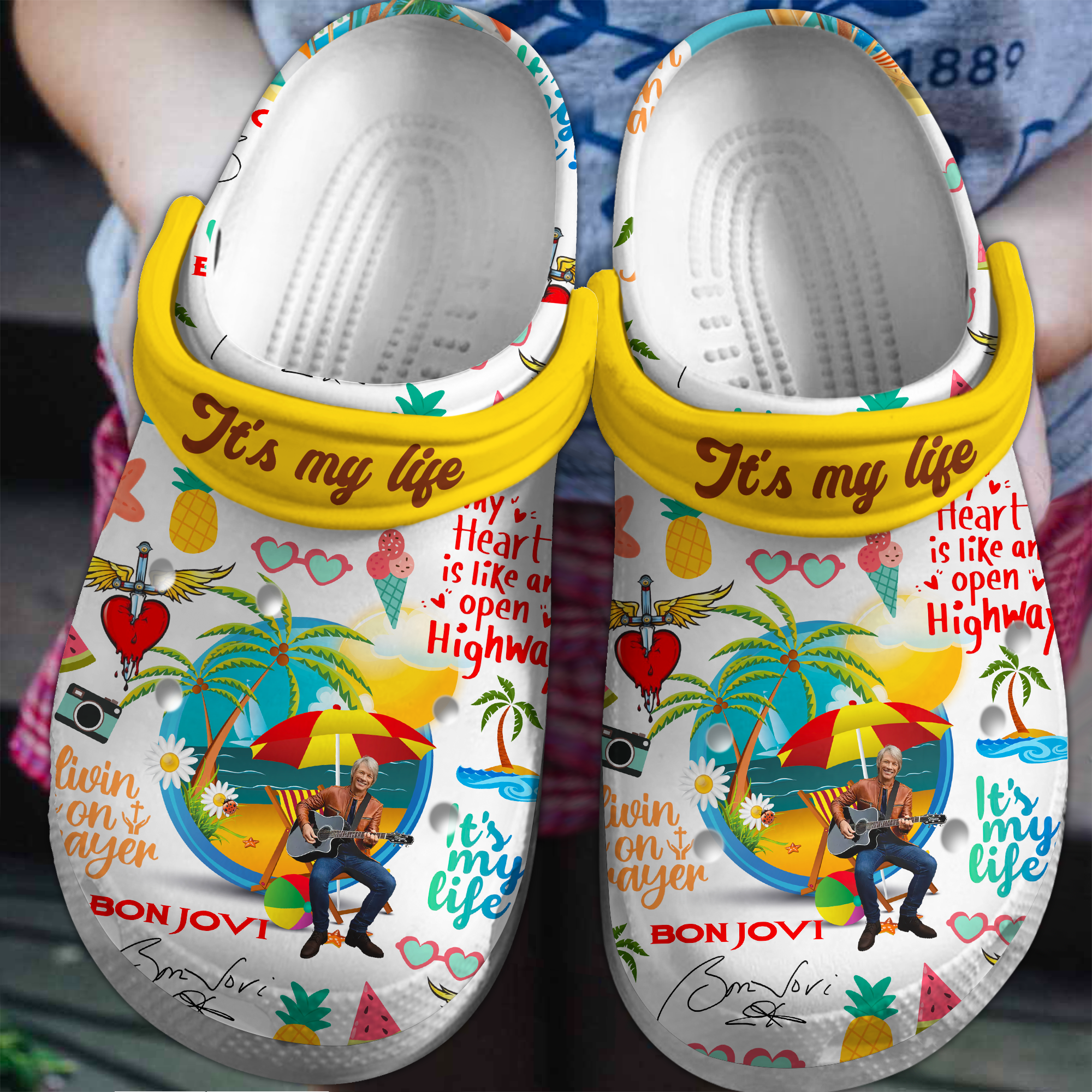 Bon Jovi Music Crocs Crocband Clogs Shoes Comfortable For Men Women and Kids