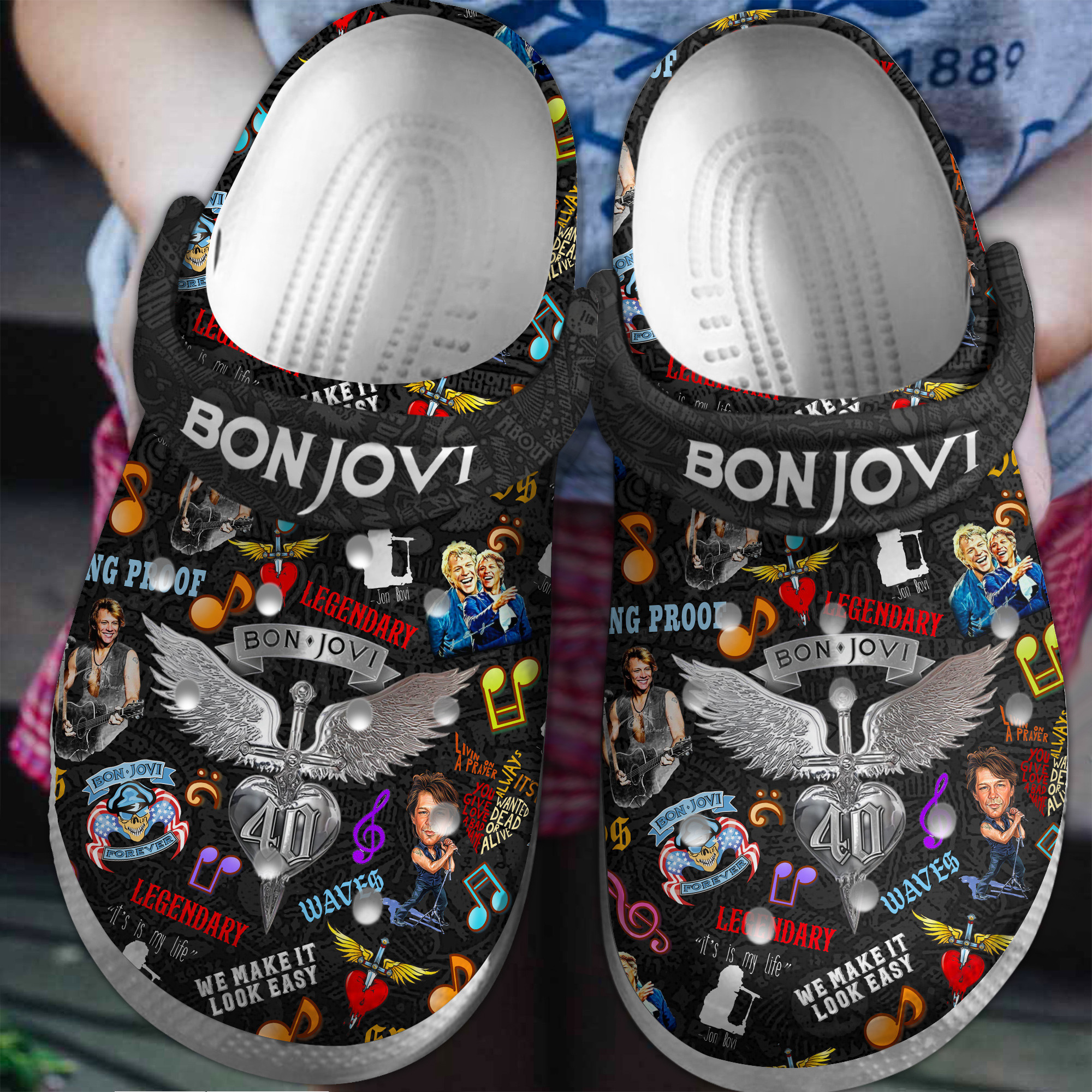 Bon Jovi Music Crocs Crocband Clogs Shoes Comfortable For Men Women and Kids