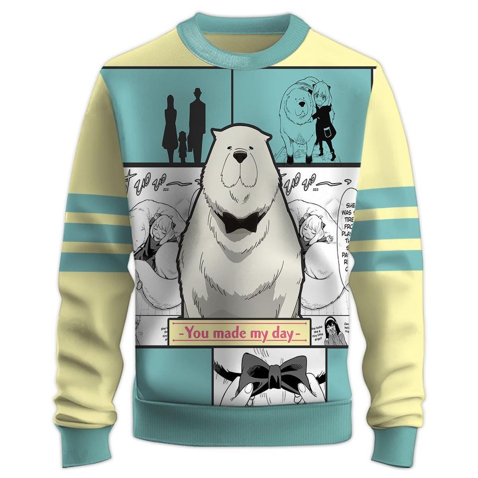 Bond Dog Spy Anime Sweatshirt with Crew Neck and Long Sleeve, 3D Printed Graphic - Image 3