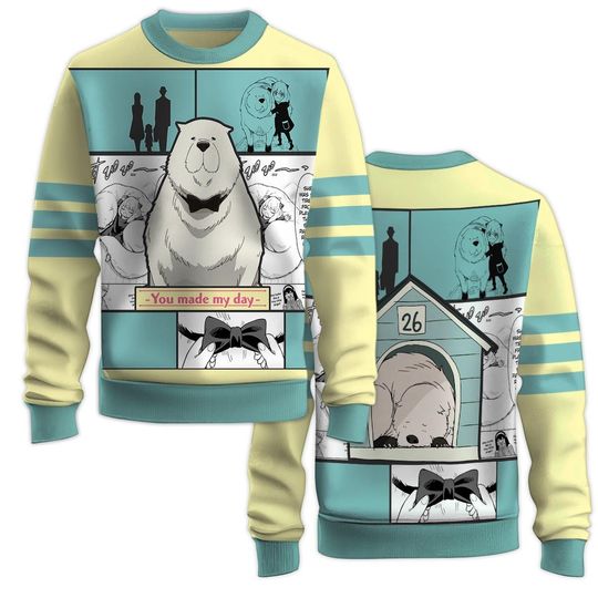 Bond Dog Spy Anime Sweatshirt with Crew Neck and Long Sleeve, 3D Printed Graphic - Image 9