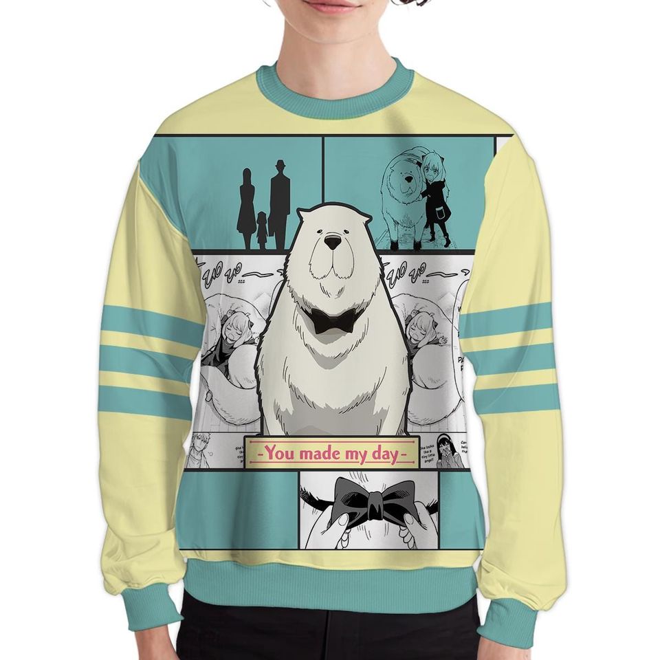 Bond Dog Spy Anime Sweatshirt with Crew Neck and Long Sleeve, 3D Printed Graphic - Image 6