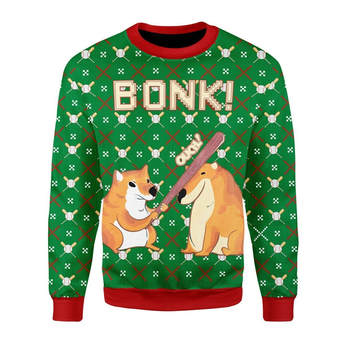Bonk Ugly Christmas Sweater Adult 3D Funny Matching for family