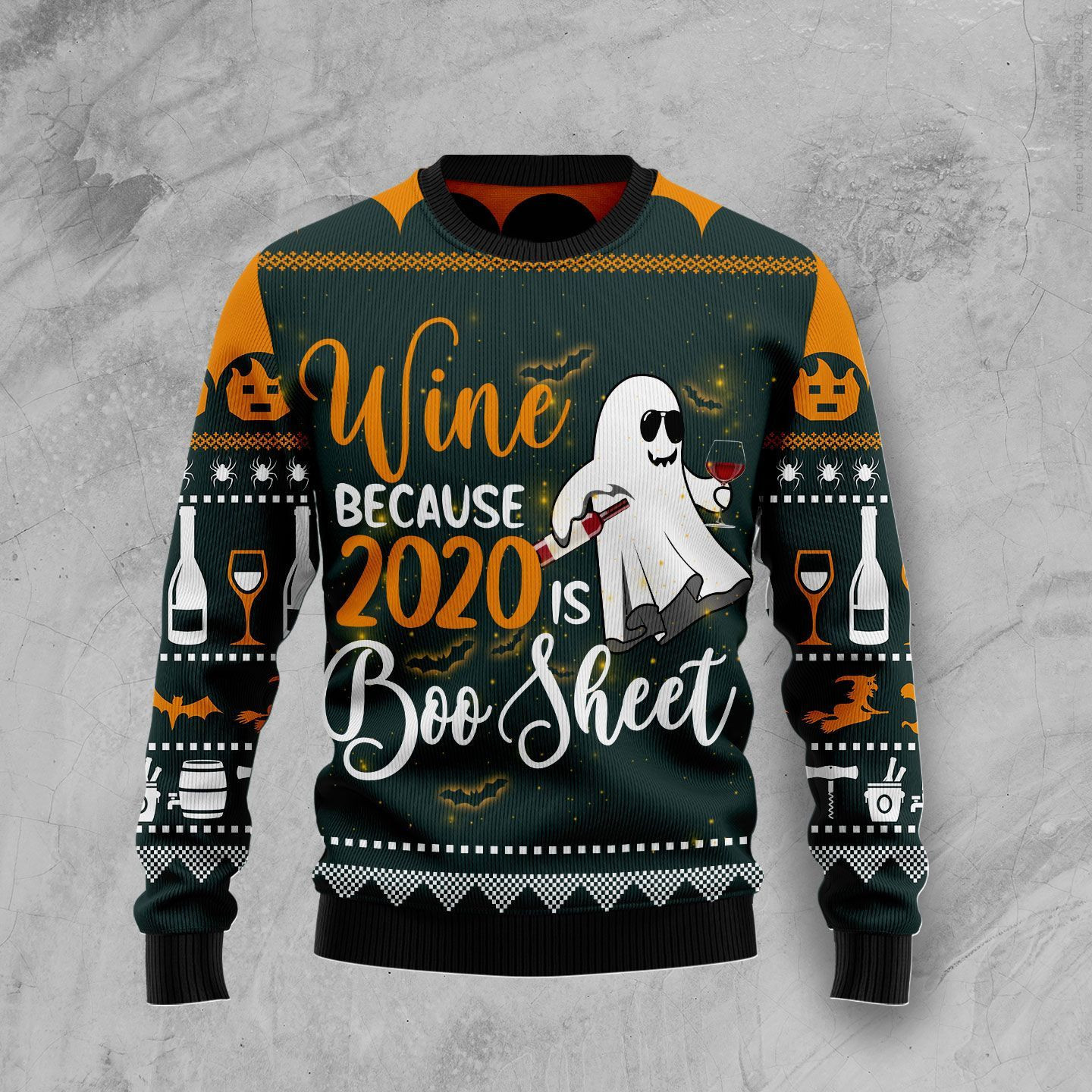 Boo Wine Halloween Ugly Christmas Sweater Adult 3D Funny Matching for family