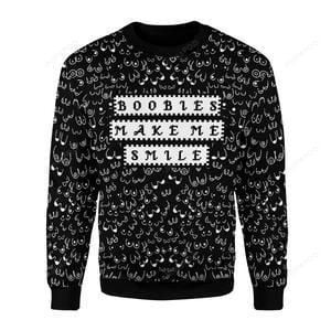 Boobies Make Me Smile Ugly Christmas Sweater Adult 3D Funny Matching for family - Image 2