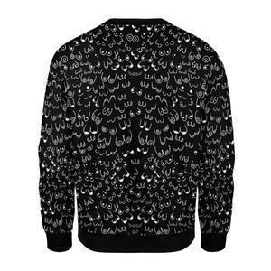 Boobies Make Me Smile Ugly Christmas Sweater Adult 3D Funny Matching for family - Image 2
