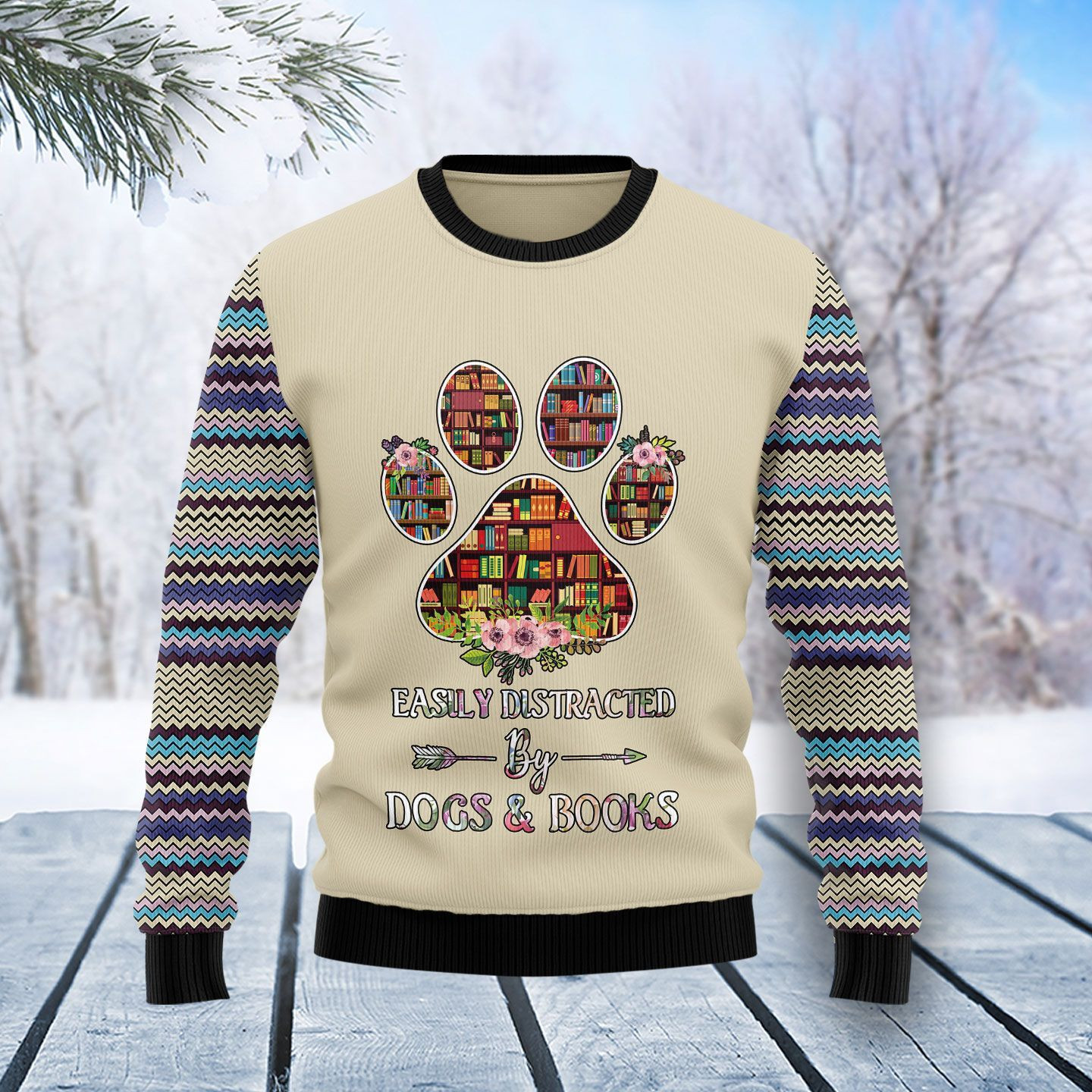Book And Dogs For Unisex Ugly Christmas Sweater Adult 3D Funny Matching for family