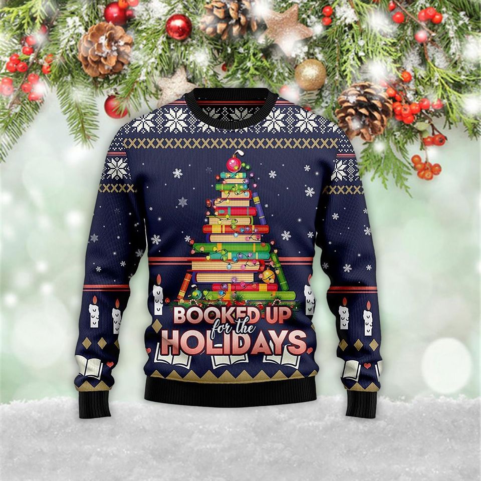 Book Christmas Tree Ugly Christmas 3D Sweater