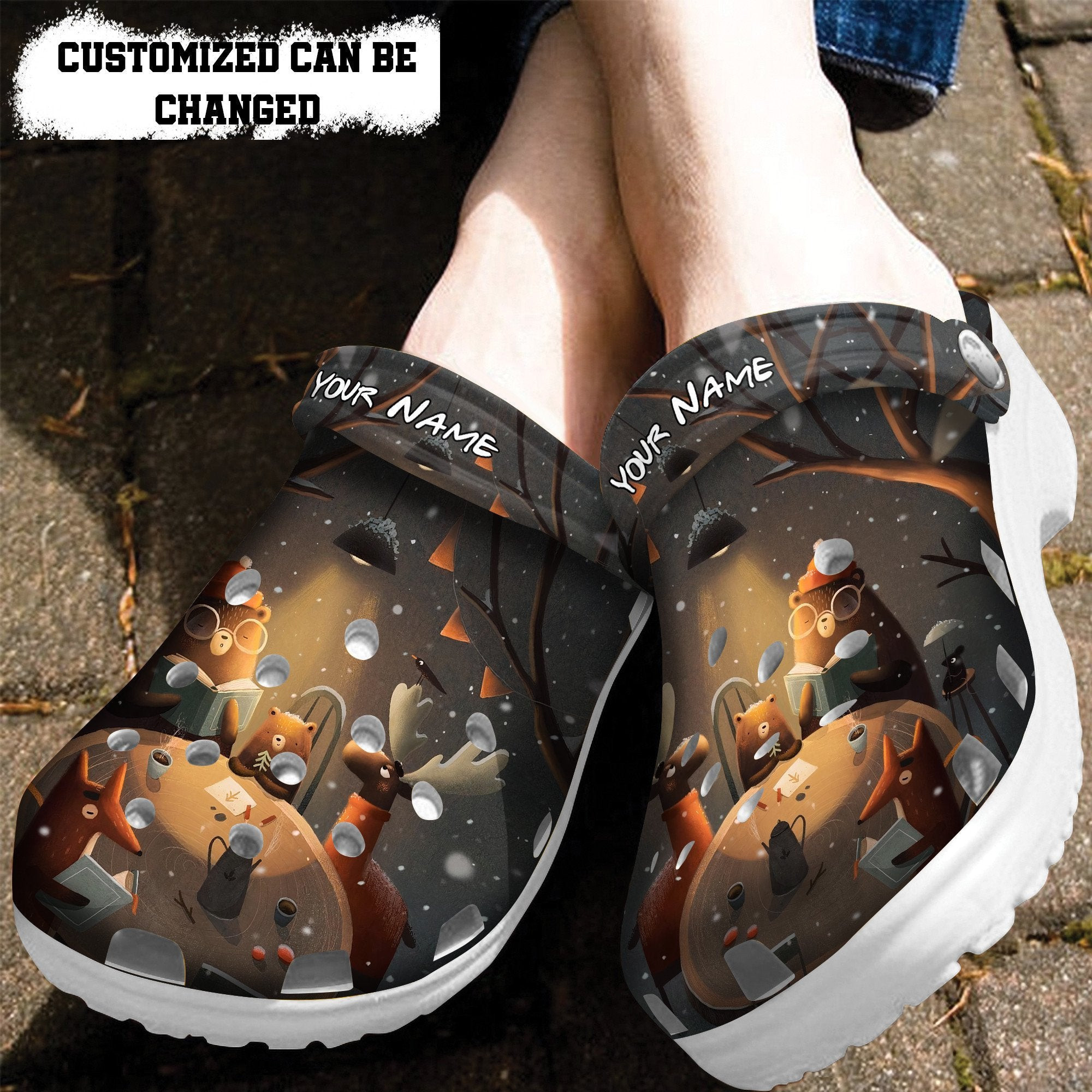 Book Girl Bear Chibi Cute Shoes Gifts Birthday Mother Day - Book Worm Shoes Croc Clogs Customize Name
