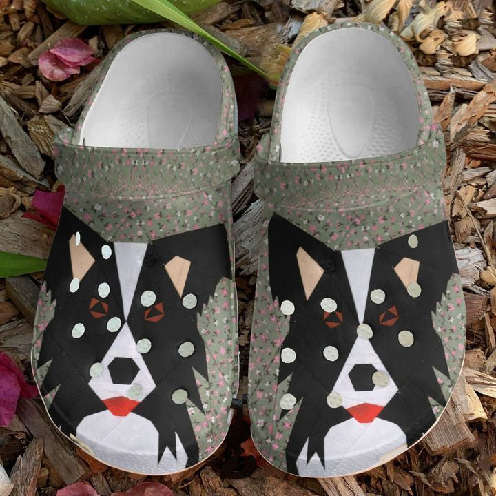 Border Collie Quilted Classic Clogs Shoes