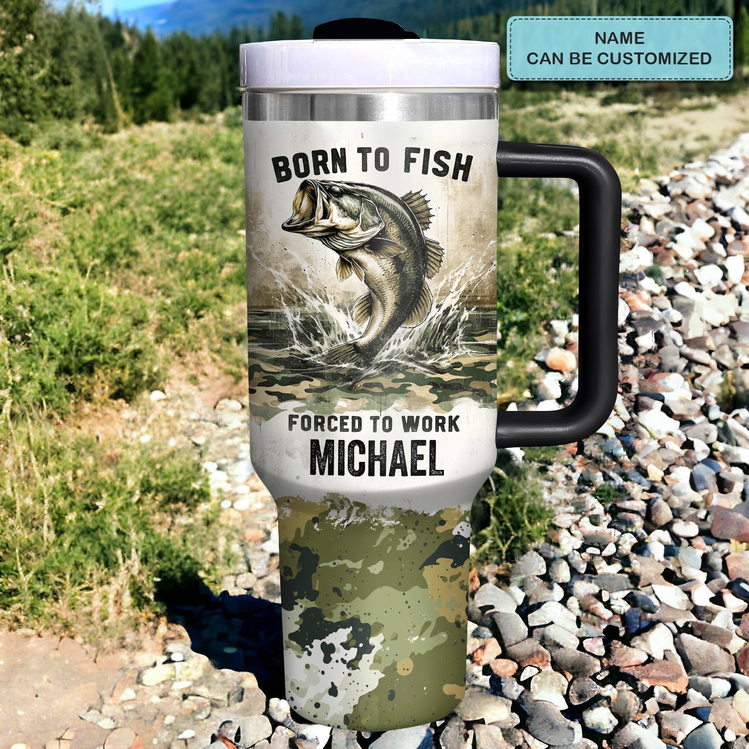 Born To Fish Forced To Work Custom Stanley Cup 40 oz 30 oz Tumbler With HandleTVC2301722 - Image 2