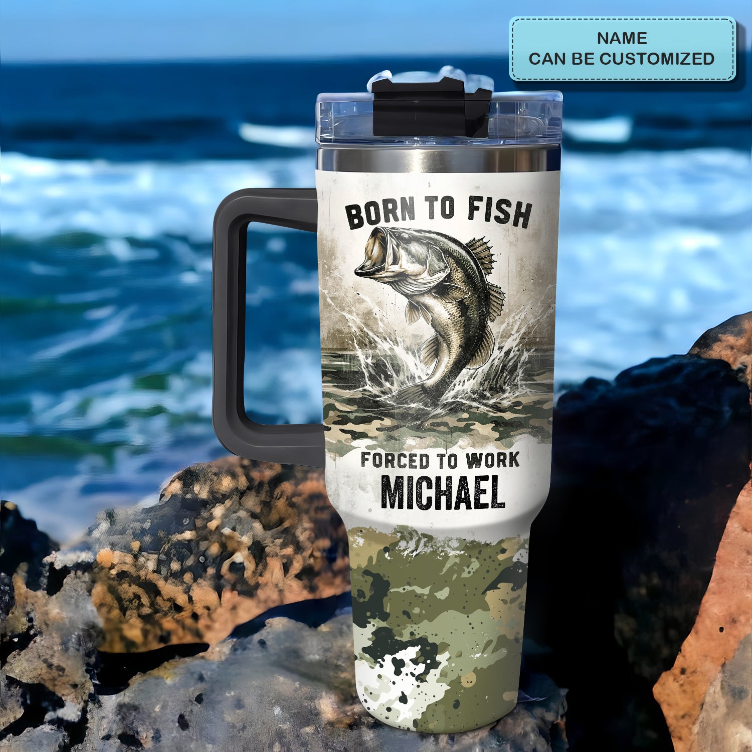 Born To Fish Forced To Work Custom Stanley Cup 40 oz 30 oz Tumbler With HandleTVC2301722