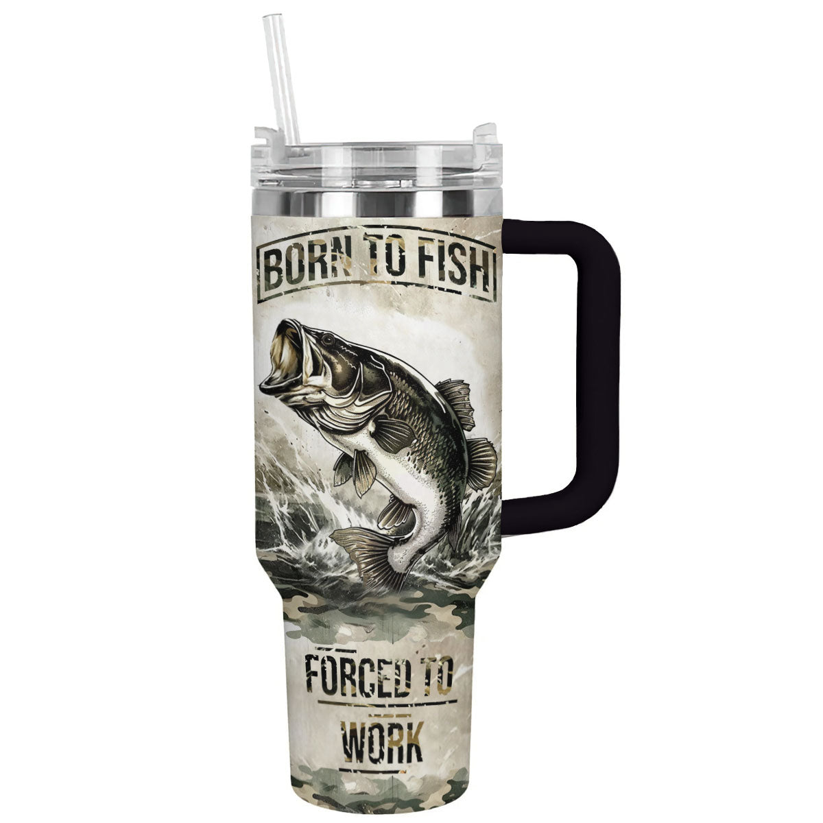 Born To Fish Forced To Work Custom Stanley Cup 40 oz 30 oz Tumbler With HandleTVC2301794