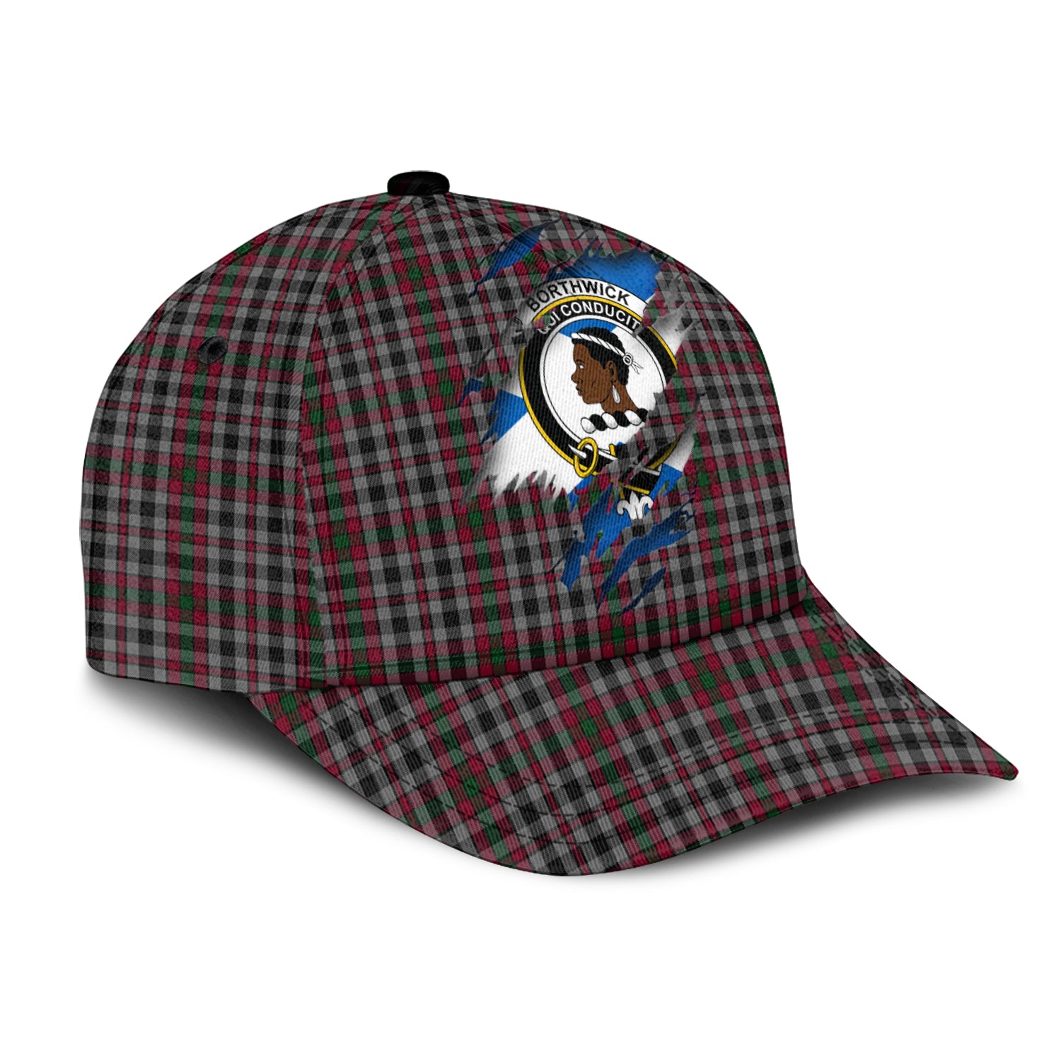 Borthwick Tartan Plaid Cap, Family Crest In Me Style Tartan Baseball Cap TS23 Trucker Hats Custom Hats Gifts For Men & Women