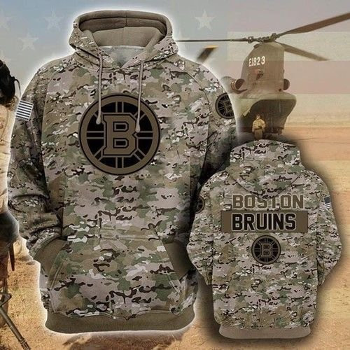 Boston Bruins Camouflage Veteran 3D All Over Print Hoodie, Zip Hoodie