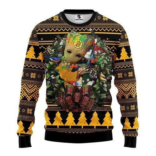 Boston Bruins Groot Hug For Unisex Ugly Christmas Sweater Adult 3D Funny Matching for family