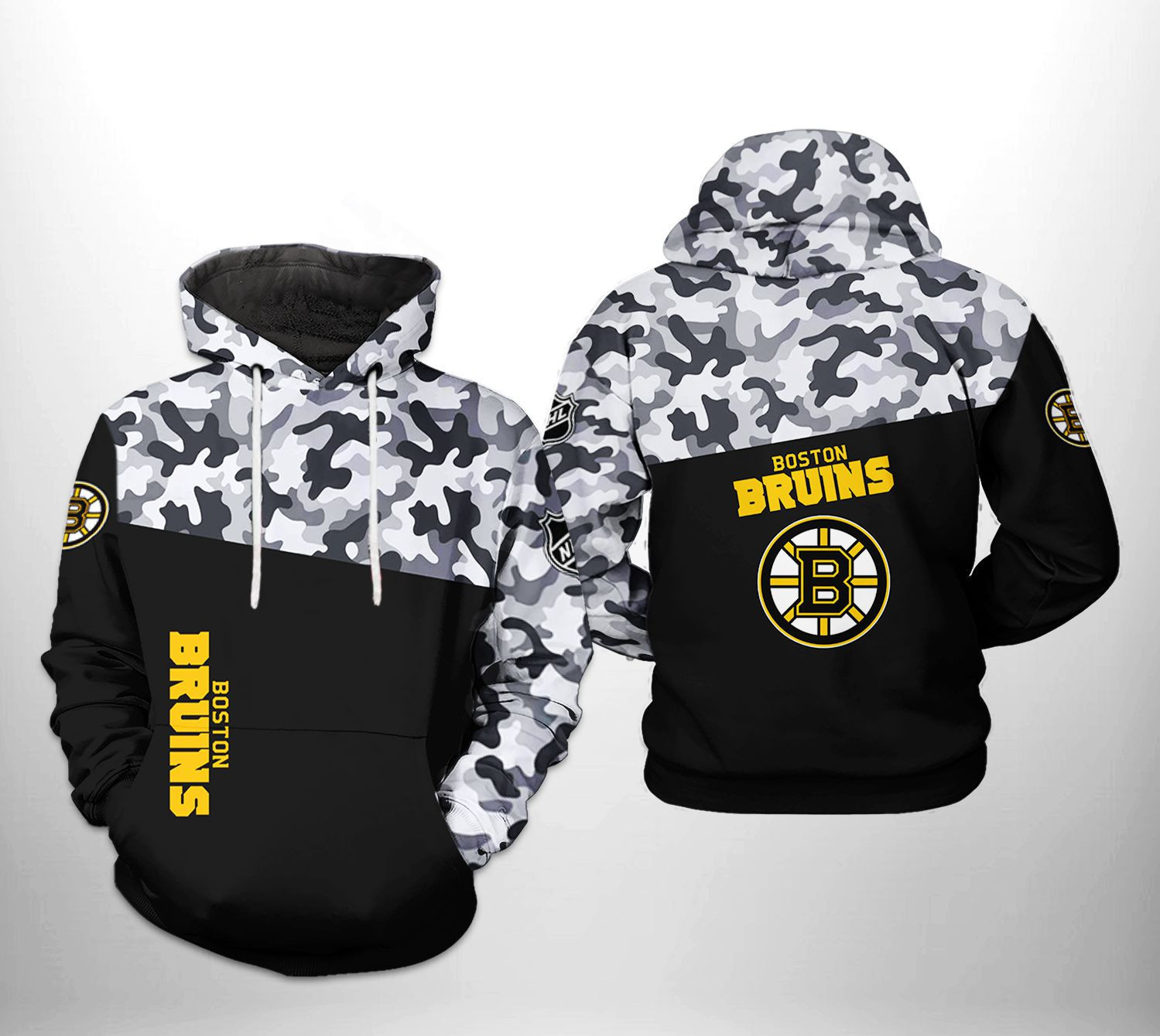 Boston Bruins NHL Camo Veteran 3D All Over Print Hoodie, Zip Hoodie