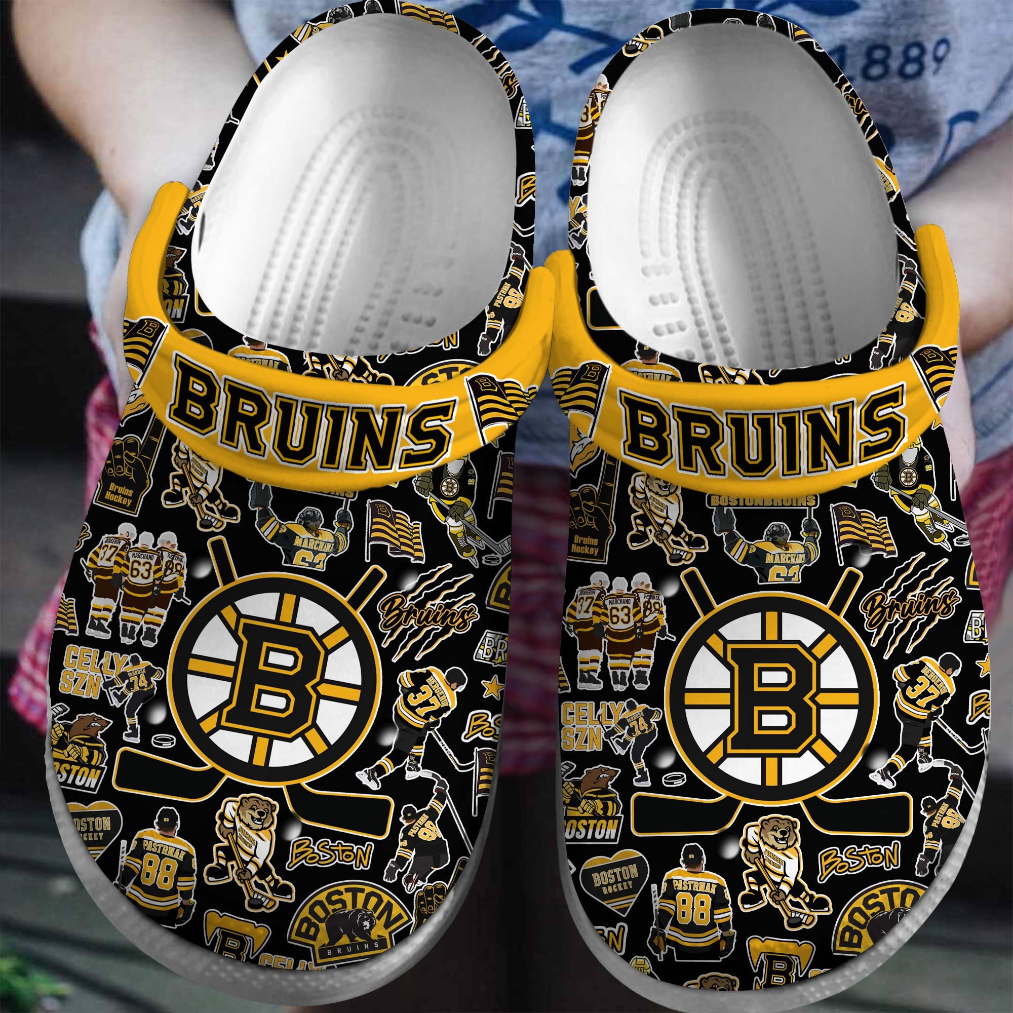Boston Bruins NHL Ice hockey Sport Crocs Crocband Clogs Shoes Comfortable For Men Women and Kids