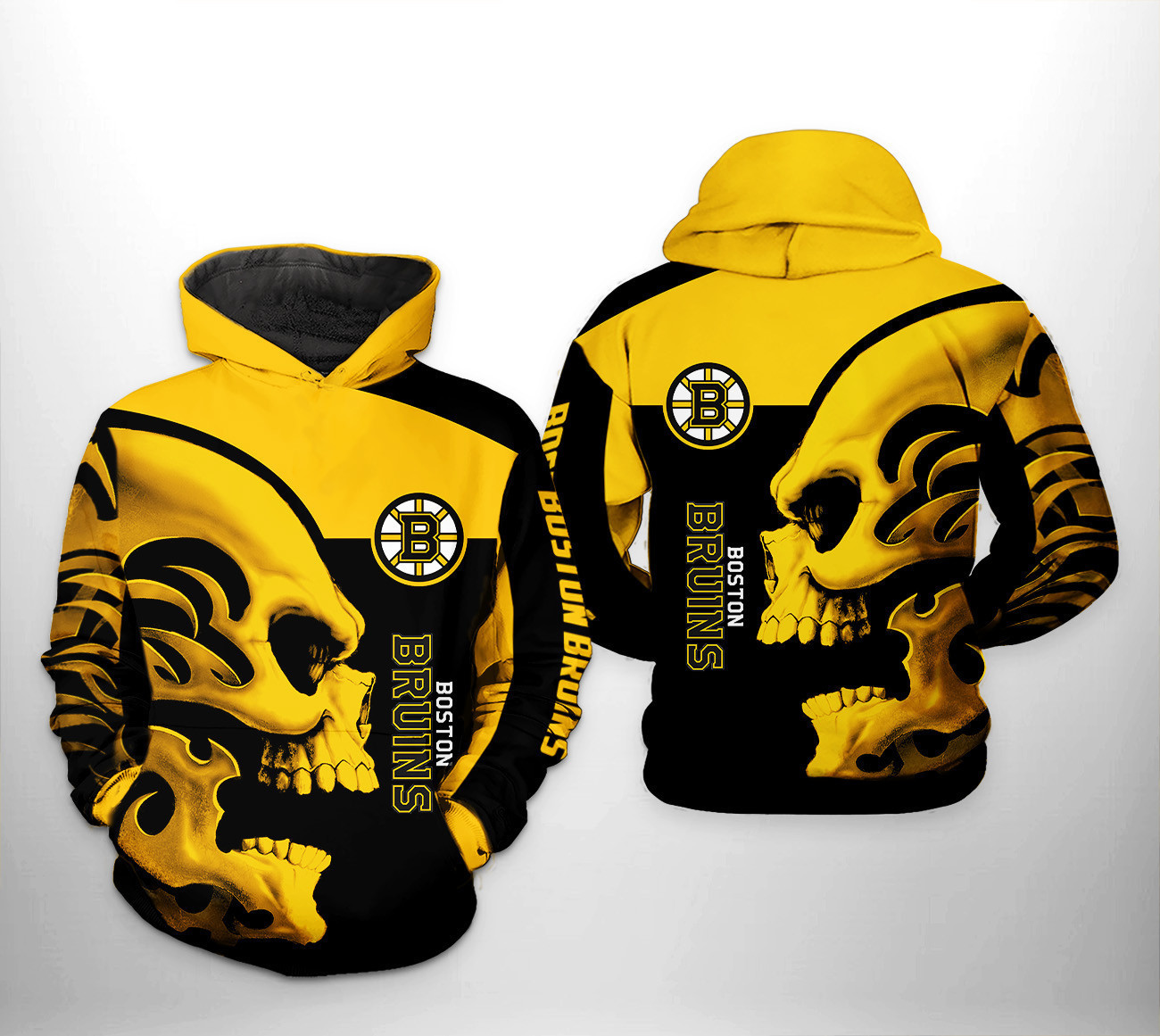 Boston Bruins NHL Skull 3D All Over Print Hoodie, Zip Hoodie