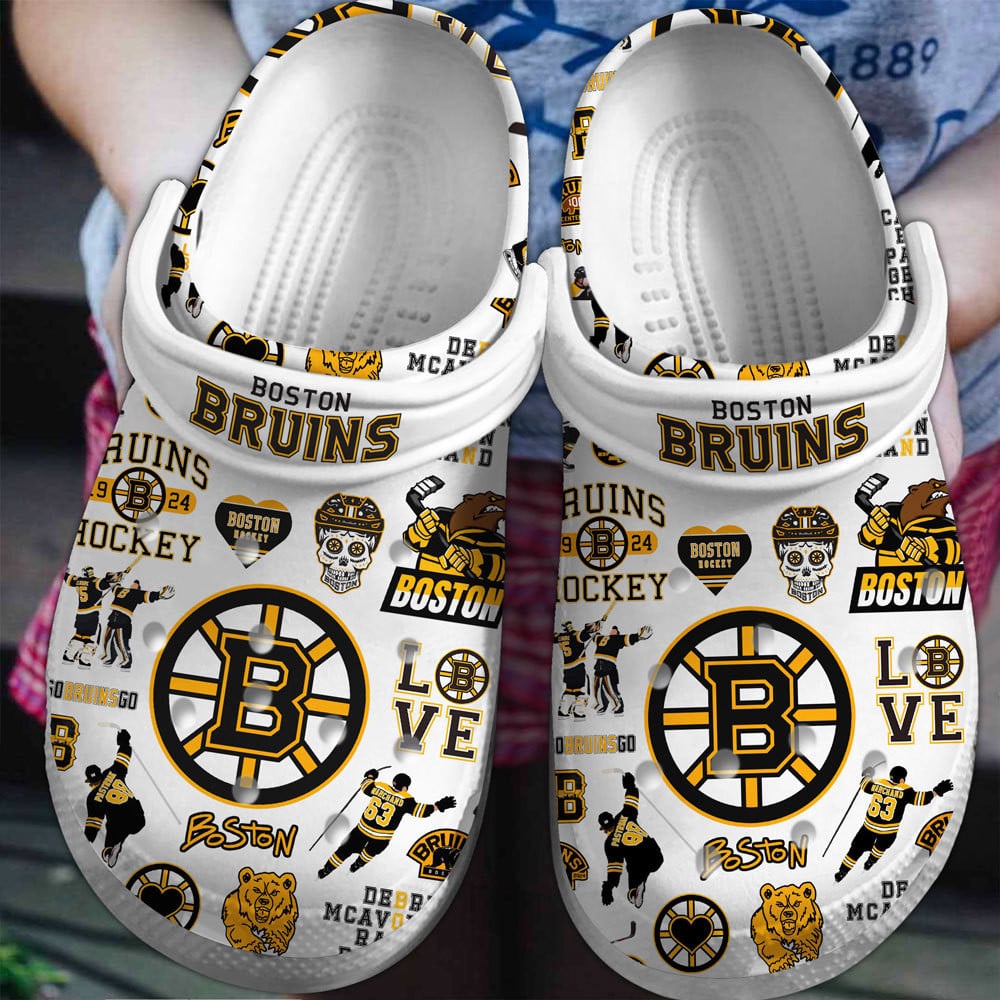 Boston Bruins NHL Sport Crocs Crocband Clogs Shoes Comfortable For Men Women and Kids