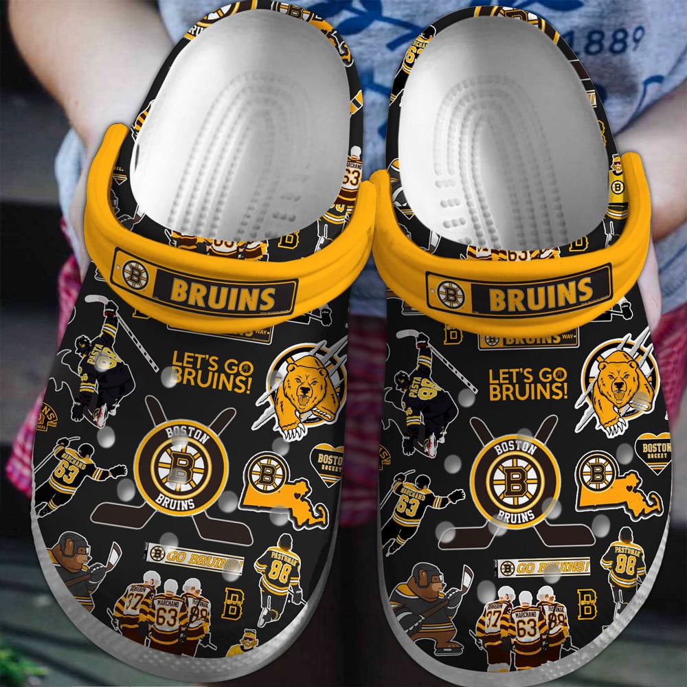 Boston Bruins NHL Sport Crocs Crocband Clogs Shoes Comfortable For Men Women and Kids