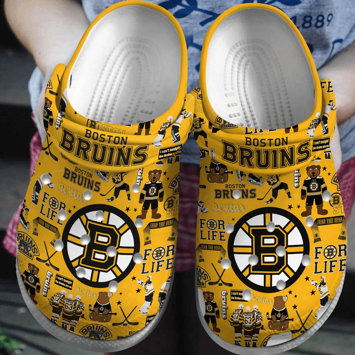 Boston Bruins NHL Sport Crocs Crocband Clogs Shoes Comfortable For Men Women and Kids