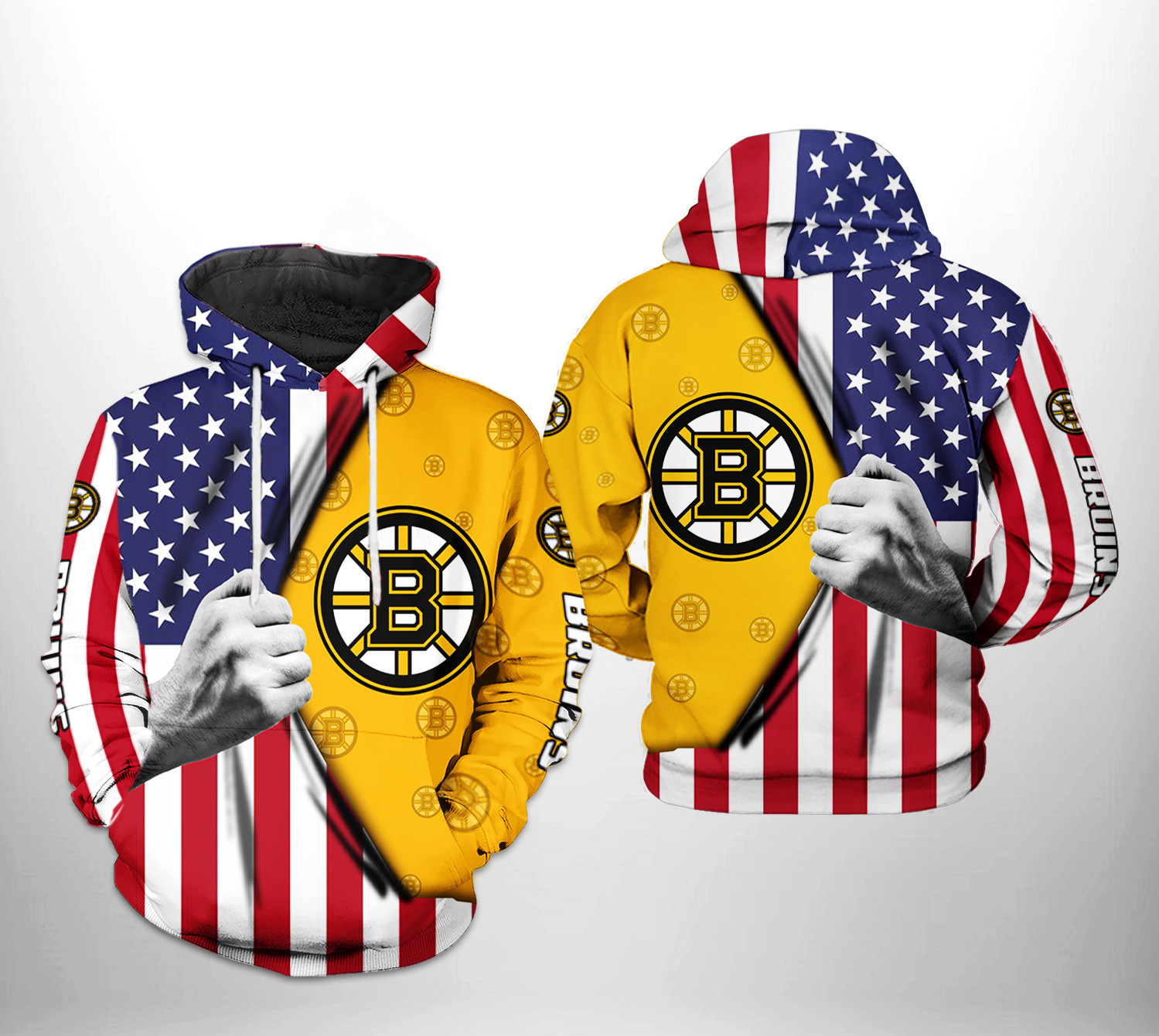 Boston Bruins NHL US FLag 3D All Over Print Hoodie, Zip Hoodie