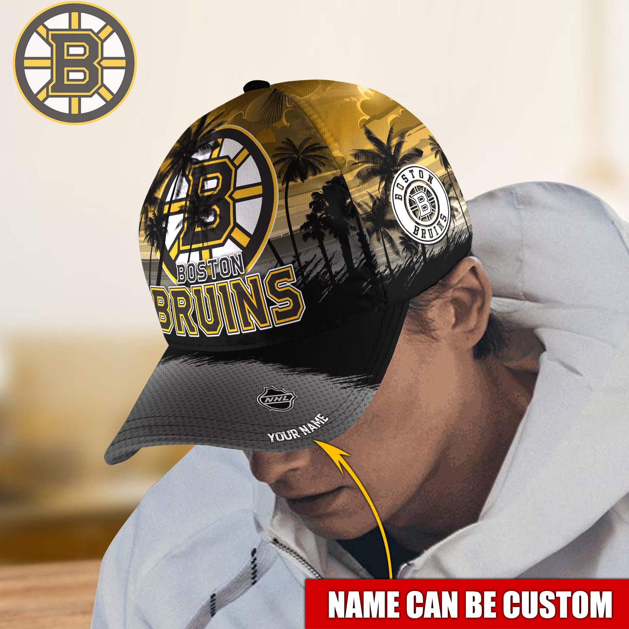 Boston Bruins Personalized Classic Caps, Baseball Caps Trucker Hats Custom Hats Gifts For Men & Women