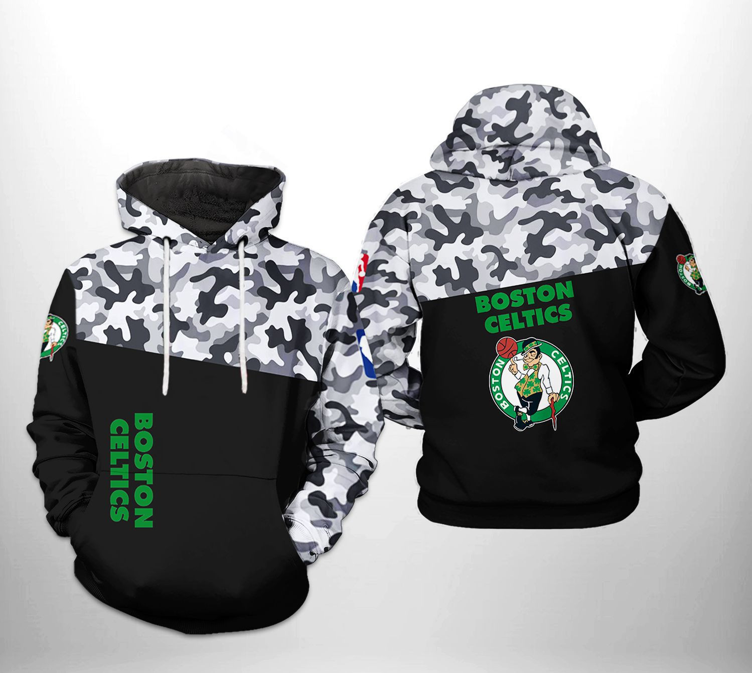 Boston Celtics NBA Camo Veteran Team 3D All Over Print Hoodie, Zip Hoodie