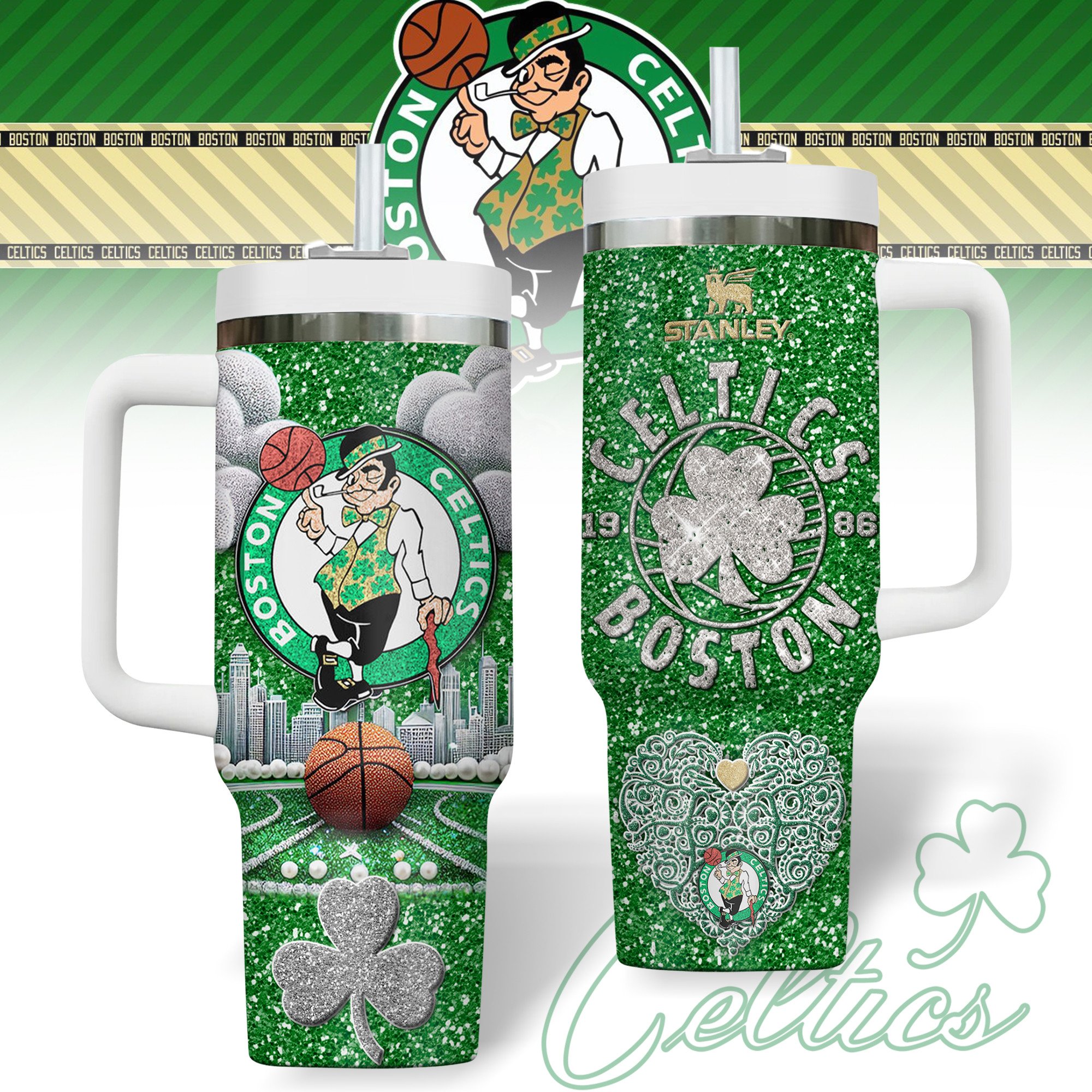 Boston Celtics NBA Custom Stanley Cup 40 oz 30 oz Tumbler With HandleTVC2301243