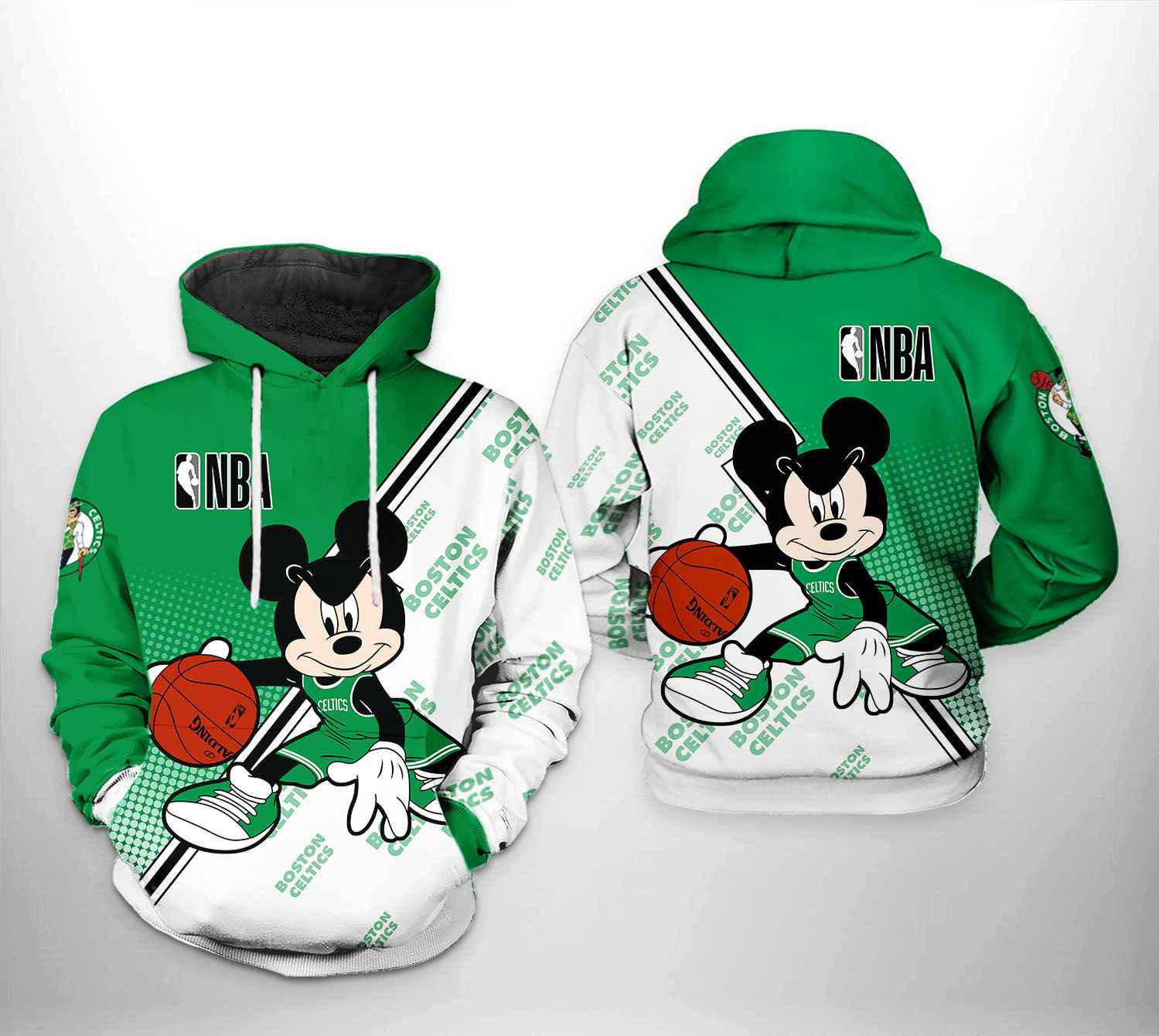 Boston Celtics NBA Mickey 3D All Over Print Hoodie, Zip Hoodie