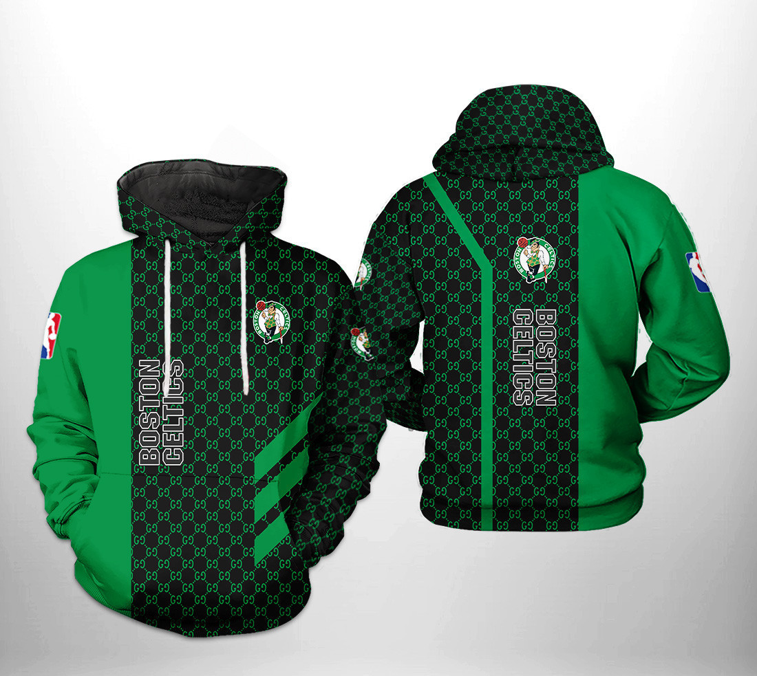 Boston Celtics NBA Team Pattern Mix 3D All Over Print Hoodie, Zip Hoodie