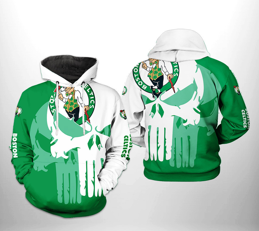 Boston Celtics NBA Team Skull 3D All Over Print Hoodie, Zip Hoodie