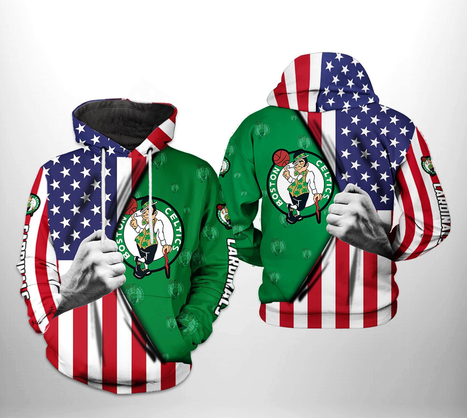 Boston Celtics NBA US Flag Team 3D All Over Print Hoodie, Zip Hoodie