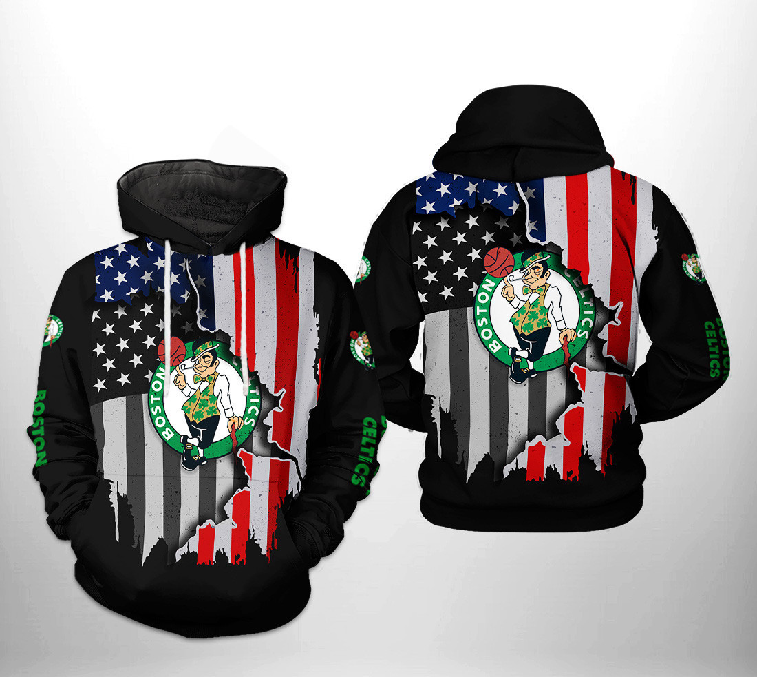 Boston Celtics NBA US Flag Team 3D All Over Print Hoodie, Zip Hoodie