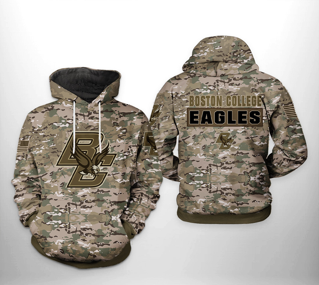 Boston College Eagles NCAA Camo Veteran 3D All Over Print Hoodie, Zip Hoodie