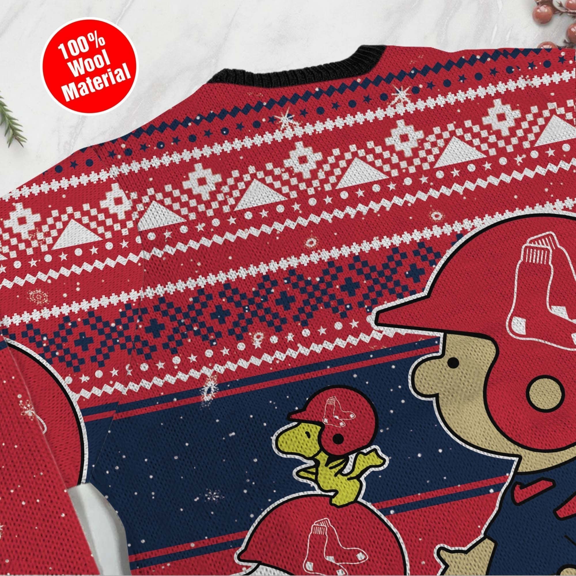 Boston Red Sox Charlie Brown Snoopy Wear Football Jersey Ugly Christmas Sweater Adult 3D Funny Matching for family - Image 4