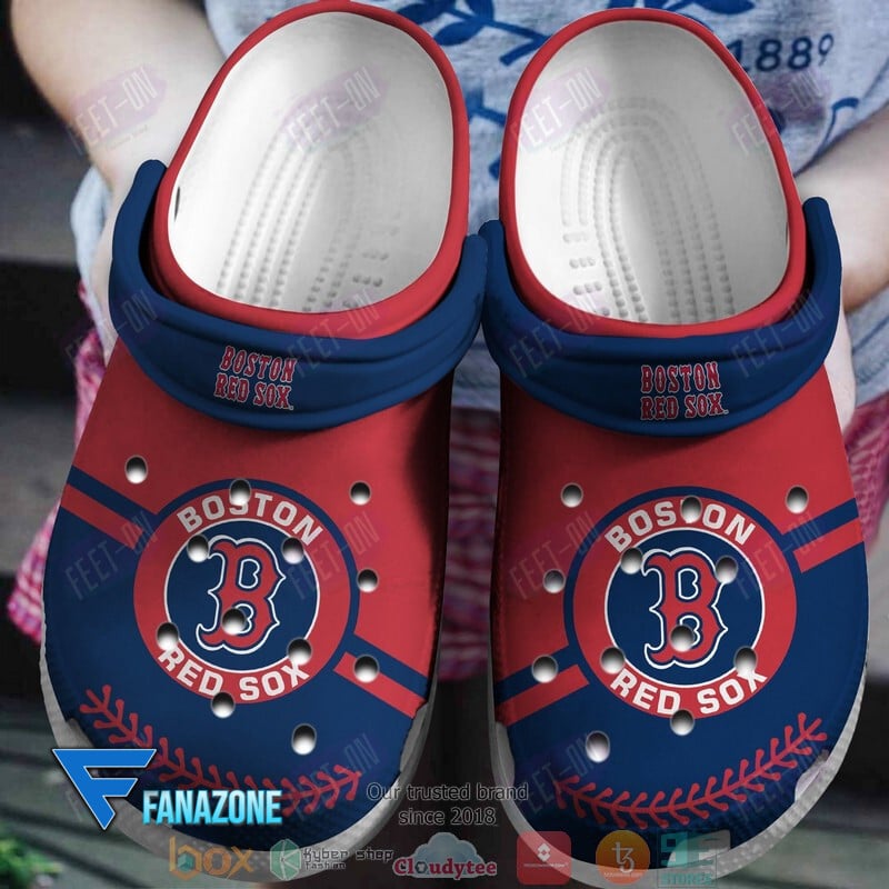 Boston Red Sox MLB logo blue red MLB Sport Crocs Clogs Crocband Shoes Comfortable For Men Women and Kids