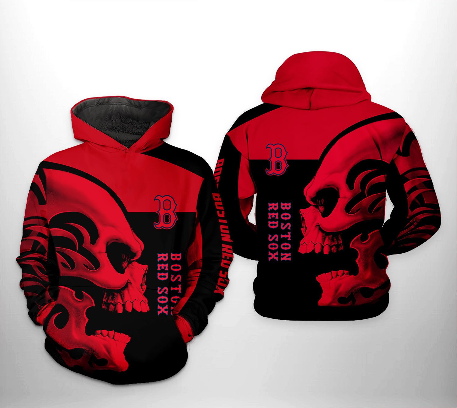 Boston Red Sox MLB Skull 3D All Over Print Hoodie, Zip Hoodie