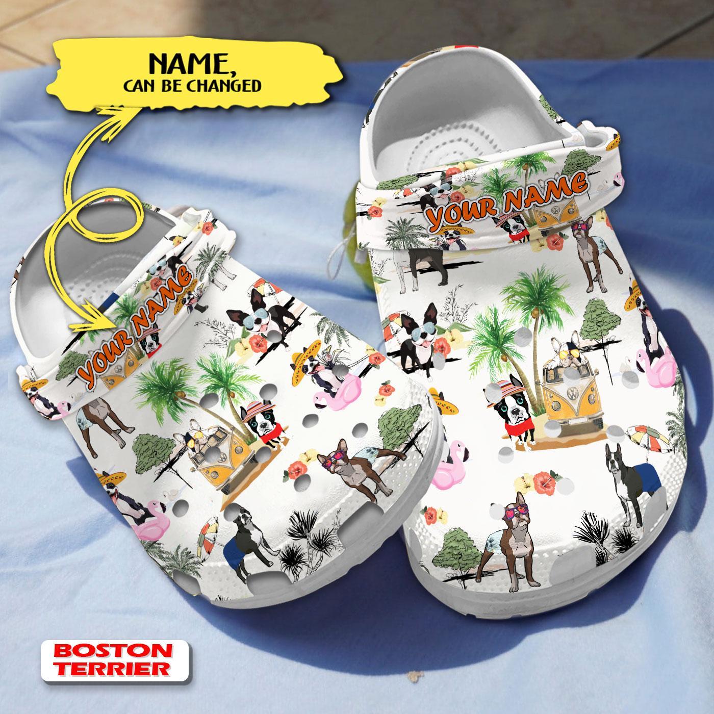 Boston Terrier Dog Crocs Crocband Clogs Shoes Comfortable For Men Women and Kids