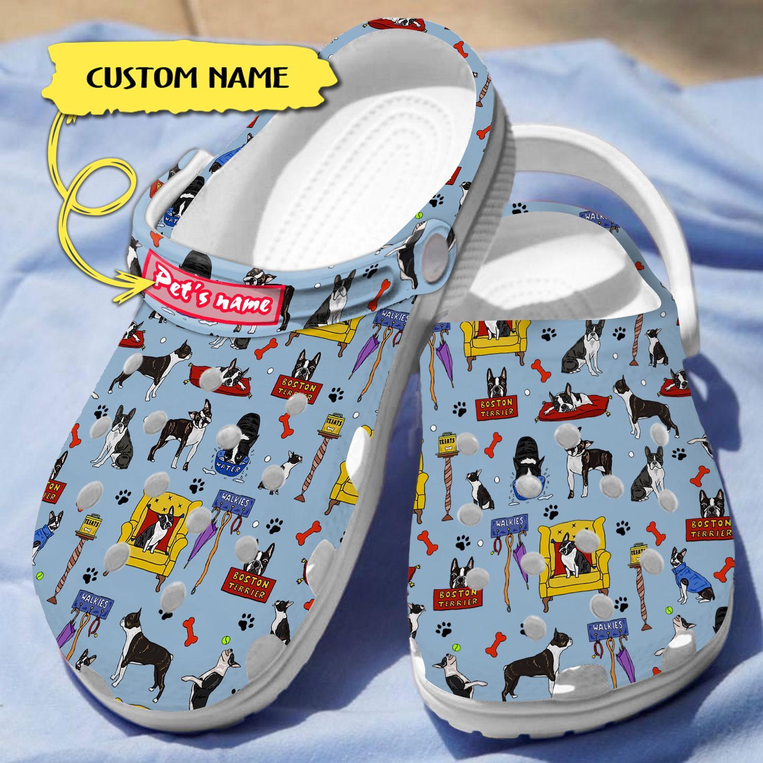 Boston Terrier Dogs Crocs Crocband Clogs Shoes Comfortable For Men Women and Kids