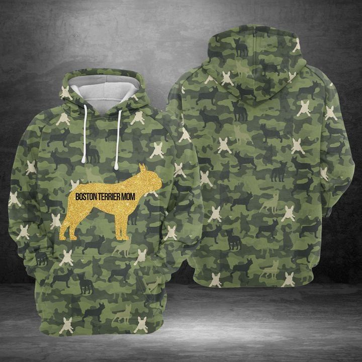 Boston Terrier Mom Camo 3D All Over Print Hoodie, Zip Hoodie