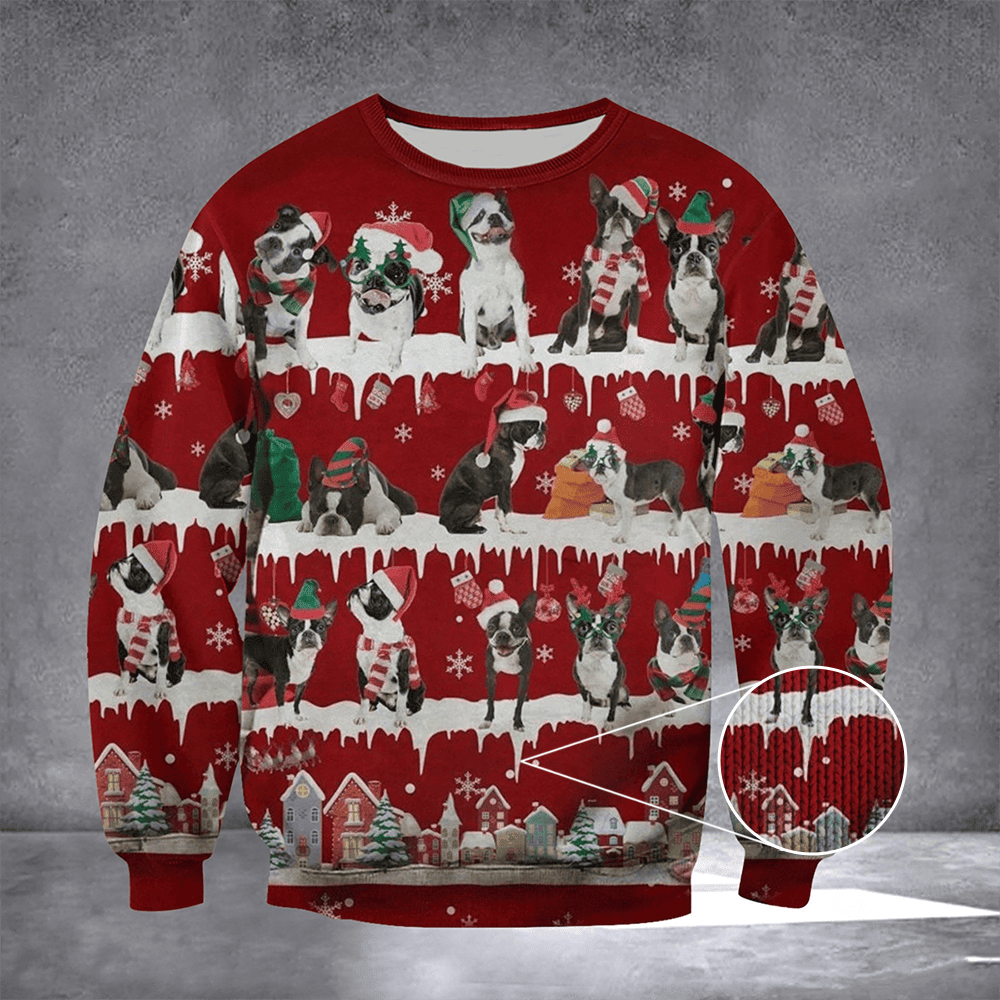 Boston Terrier Ugly Christmas Sweater Boston Terrier Lover Cute Christmas Clothing Presents