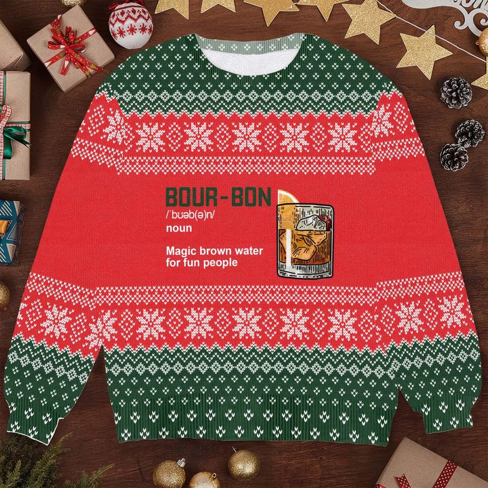 Bourbon Definition Ugly Christmas Sweater - Funny Holiday Gift