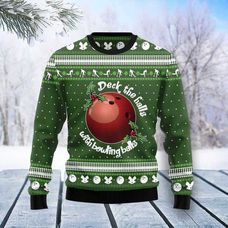 Bowling Ball Ugly Christmas Sweater Adult 3D Funny Matching for family