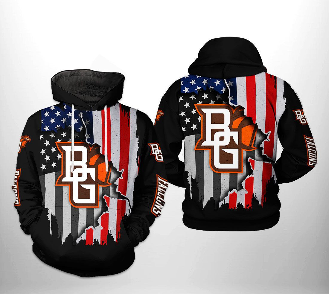 Bowling Green Falcons NCAA US Flag 3D All Over Print Hoodie, Zip Hoodie