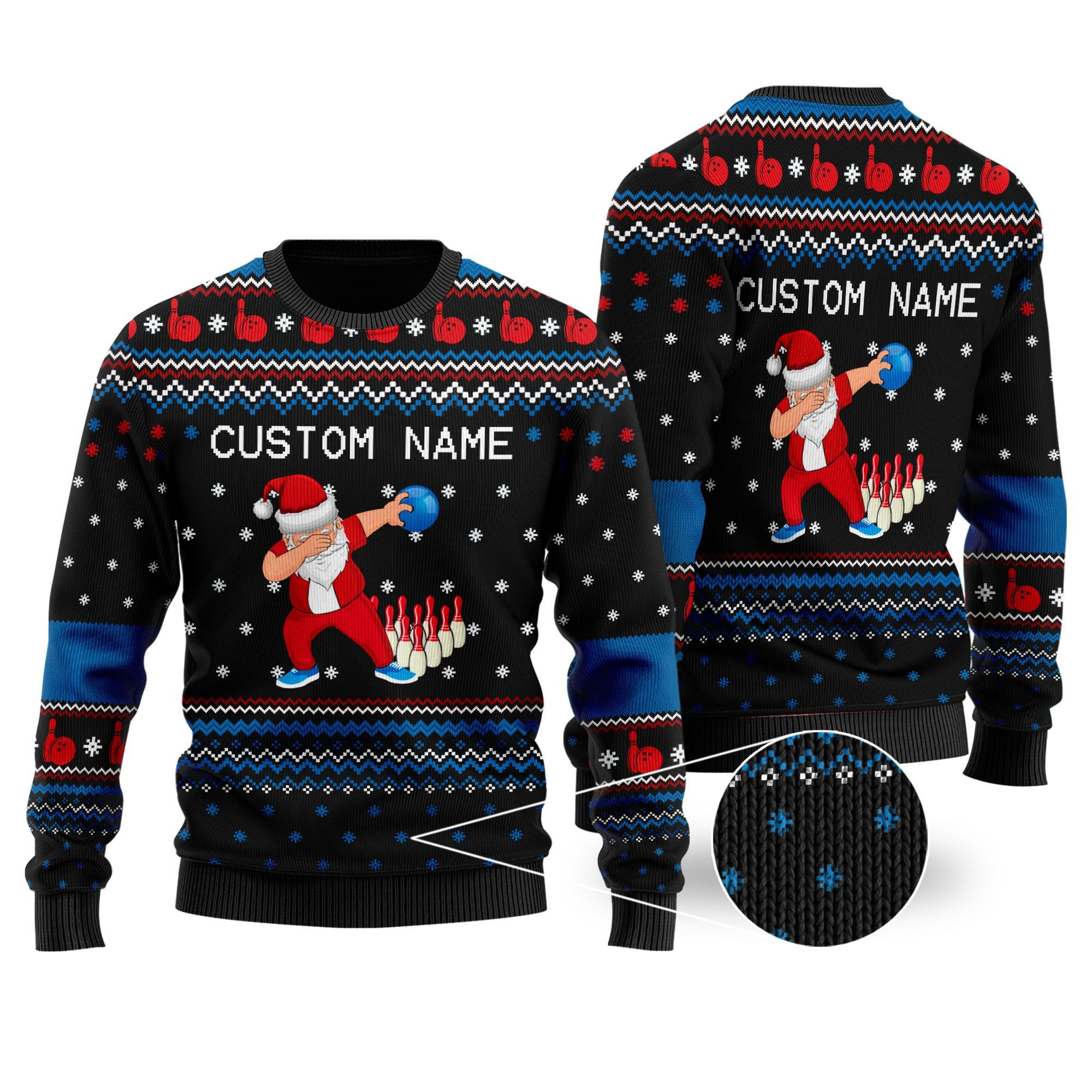 Bowling Image Cool Noel Pattern Personalized Gifts For Bowlers Sport Lovers Ugly Christmas Sweater Adult 3D Funny Matching for family